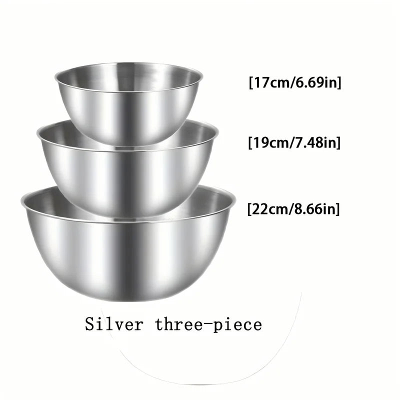 Stainless Steel Mixing Bowls Set - Large Salad & Dough Bowls for Kitchen