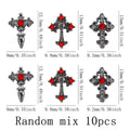 10pcs Punk Style 3D Cross Nail Art Alloy Decorations Halloween Dark Theme DIY