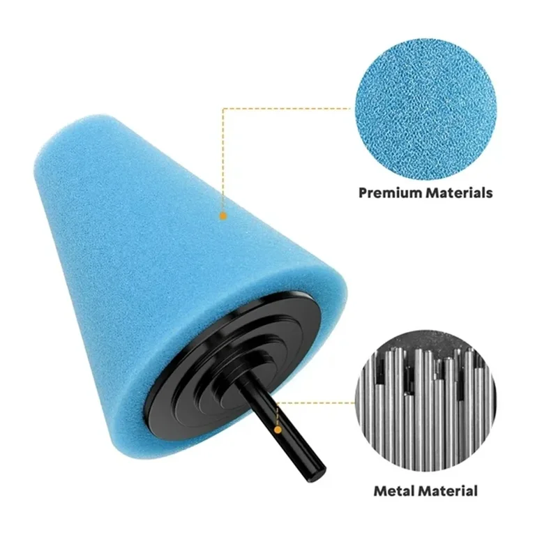 Car Wheel Polishing Sponge Cones Set - Metal & Plastic Grinding Heads