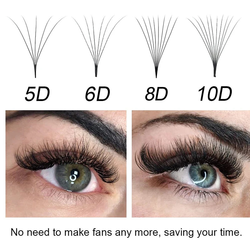 False Eyelash Extensions 5D-14D Russian Wispy Faux Mink Fans Long Stem Volume