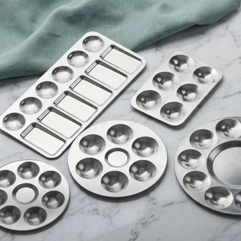 Aluminum Paint Palette for Artists - Lightweight Multi-Shape Mixing Tray