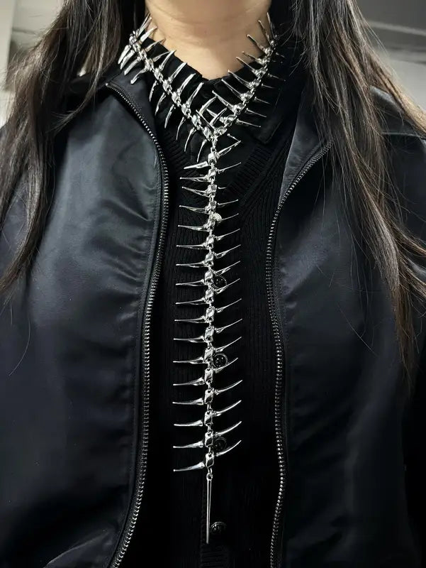 Edgy Skeleton Necklace for Women - Hip-Hop Style Alloy Jewelry for Parties & Daily Wear