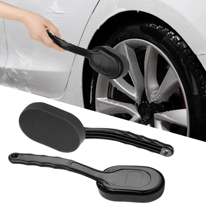 Car Tire Wheel Cleaning Brush with Long Handle Sponge for Waxing & Polishing