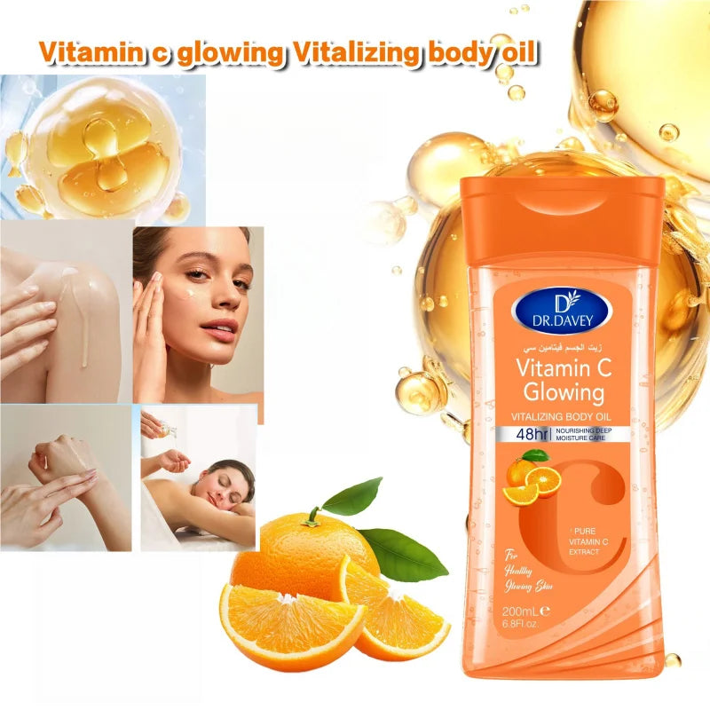 Vitamin C Body Oil - Hydrating Moisturizer for All Skin Types 200ml - 2 Pack