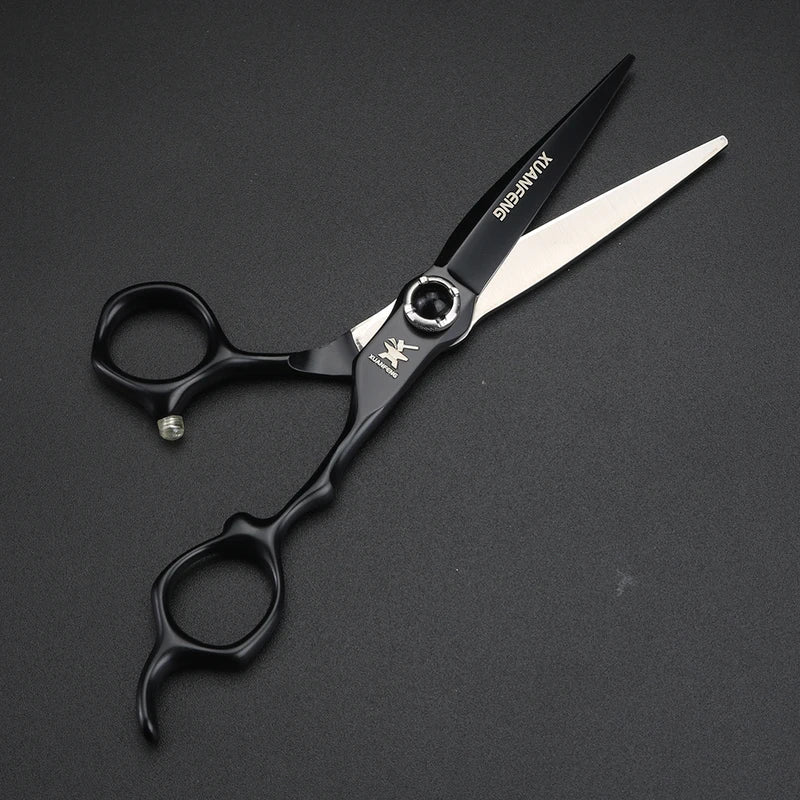 6-Inch Hair Cutting Scissors with Black Gemstone Handles, Professional Steel Thinning & Cutting Tool