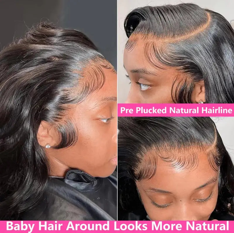 Silky Natural Black Body Wave Lace Front Wig 16-42 Inches, 250 Density, Pre-Plucked