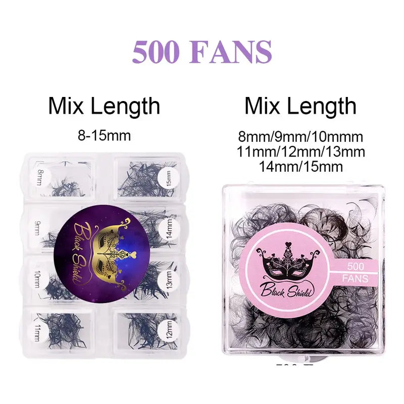 Pre-Made Volume Eyelash Fans Bundle 500 L & M Curl Lash Extensions