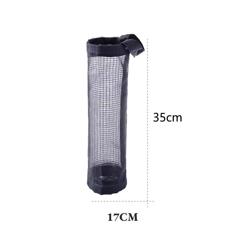 Wall Mount Mesh Storage Bag for Kitchen Garbage and Reuse - Grey