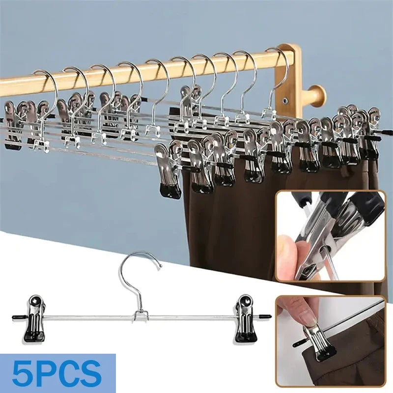 5pcs Metal Clothes Hangers Anti-Slip Windproof Skirt Pants Wardrobe Support
