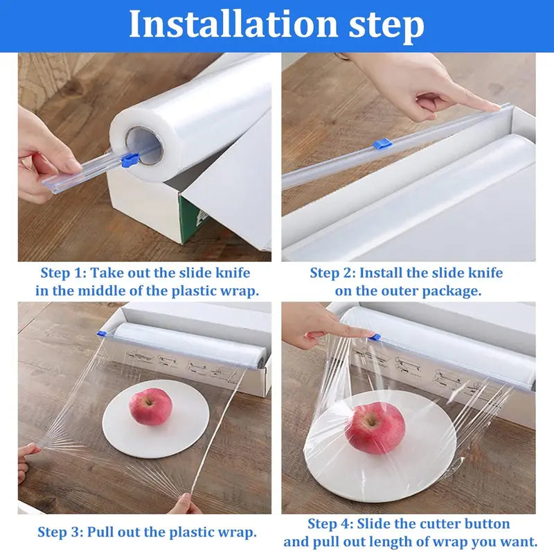Reusable Plastic Wrap Dispensers & Foil Cutter Set - Kitchen Food Wrap Tools