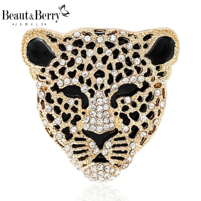 Luxury Rhinestone Leopard Brooch for Women Animal Pin Casual Party Accessory Gift