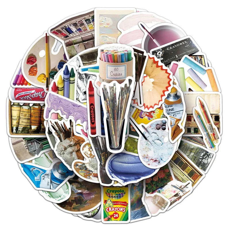 50 Pcs Waterproof Art Stickers for Painting & Craft Decor