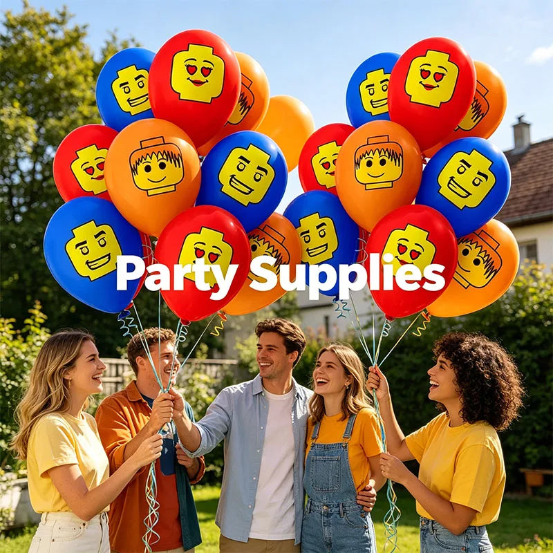 12 Inch Latex Building Block Theme Balloons for Party Decoration - Set of 12