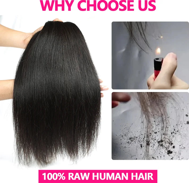 Human Hair Extensions Bundle 100% Raw Virgin Straight Hair 20-24 Inch