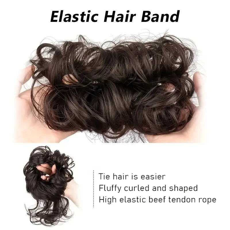Elastic Rubber Hair Bun Band for Messy Curly Styles - Daily Use