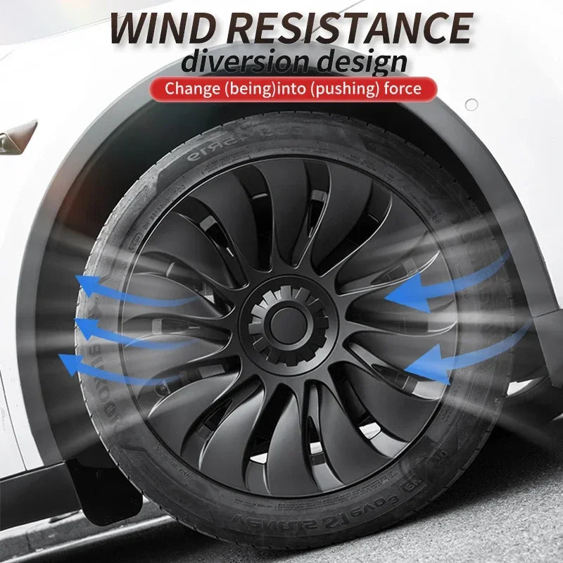 4PCS Automotive Wheel Hub Caps for Tesla Model Y 19 Inch Wheel Covers - Universal Fit