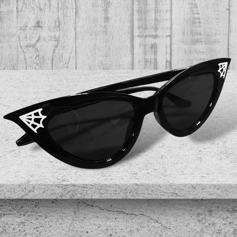 Gothic Cat Eye Spiderweb Sunglasses for Halloween Gothic Fashion & Party