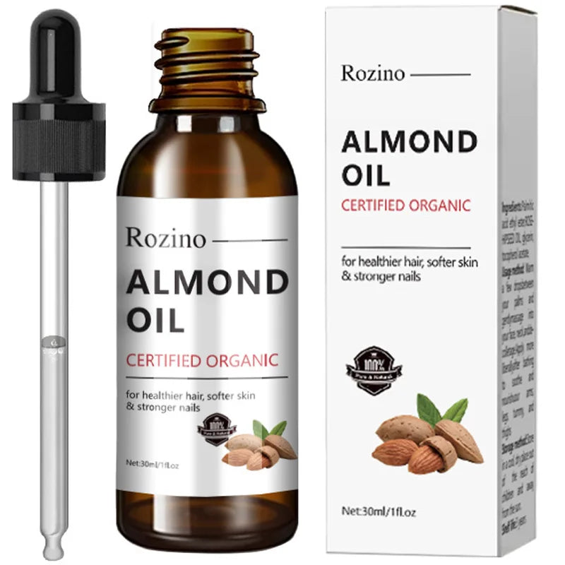 Organic Almond Oil Face & Body Oil for Skin Hydration & Anti-Aging - 30ml