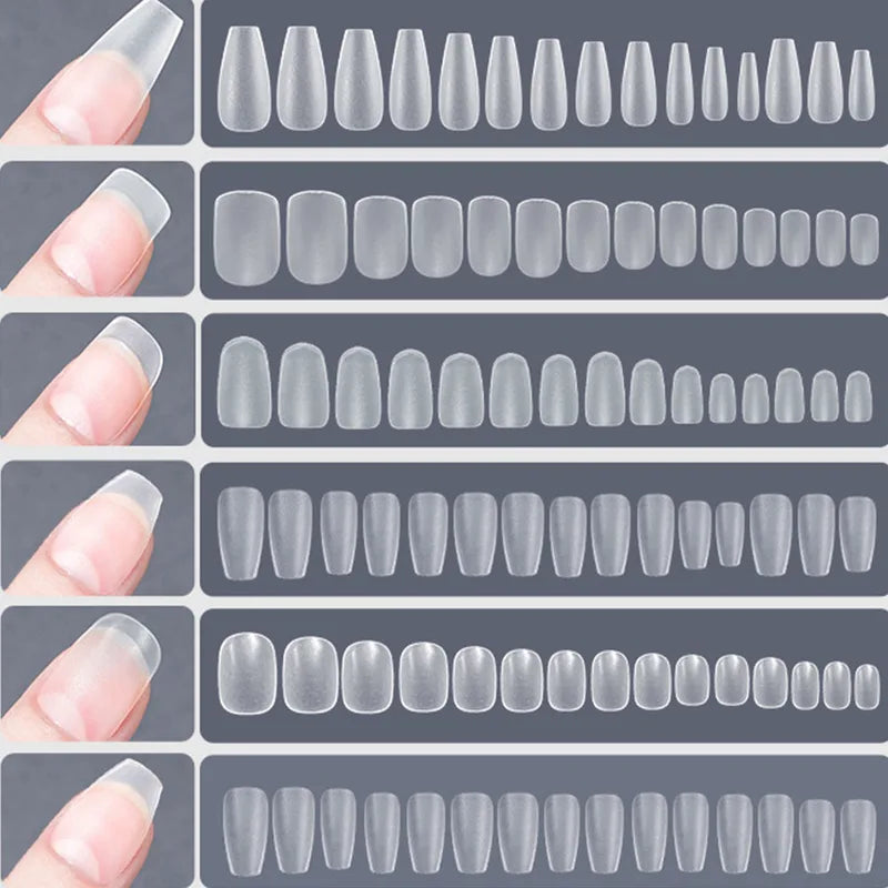 120pcs Matte Full Cover Nail Tips - Soft Gel, Oval & Almond Shapes, Strong Adhesion