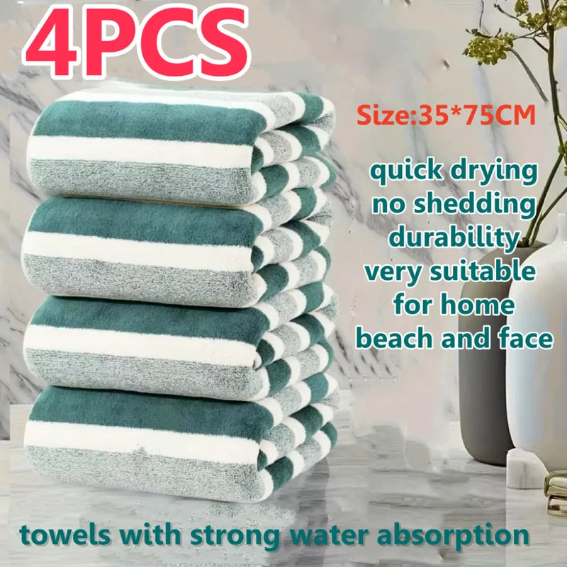 Quick Drying Water Absorbent Bath & Beach Towel 35x75cm 4/2 Pack Durable No Shedding