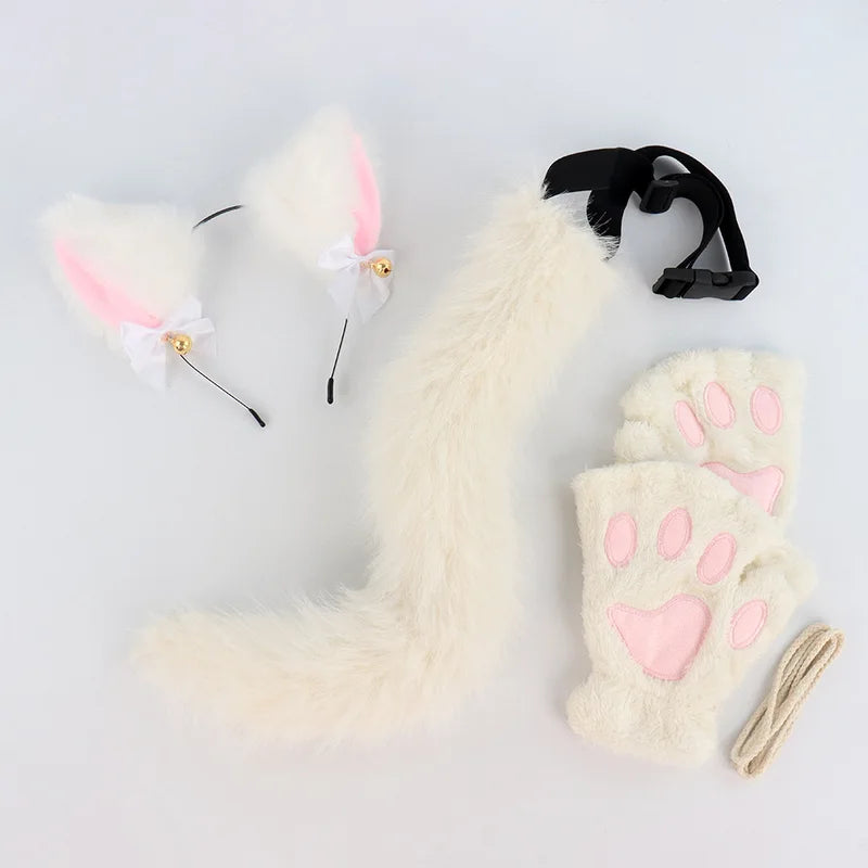 Halloween Cat Costume Set for Girls with Headband, Tail, Gloves - Multiple Colors