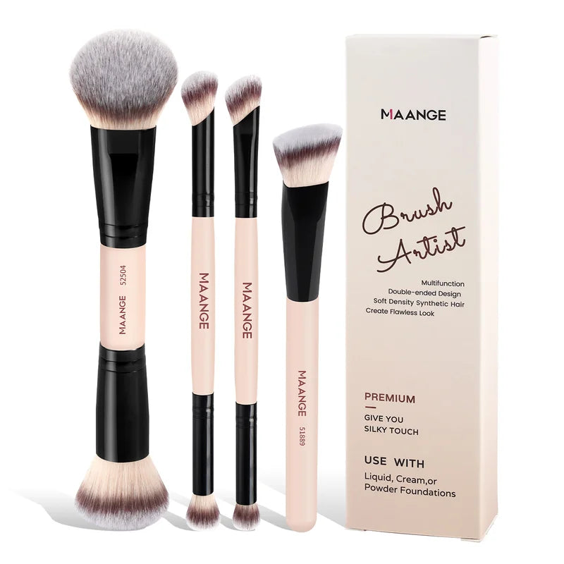4-Piece Makeup Brush Set for Foundation Concealer Blending - Synthetic Bristles
