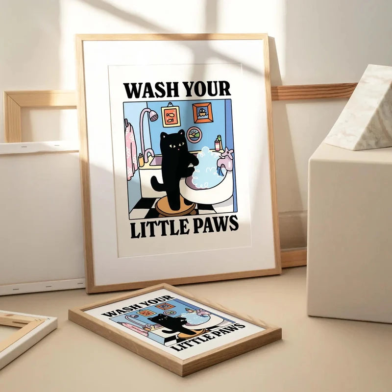 Black Cat Wall Art Canvas Print for Home Decor - Living Room Bedroom