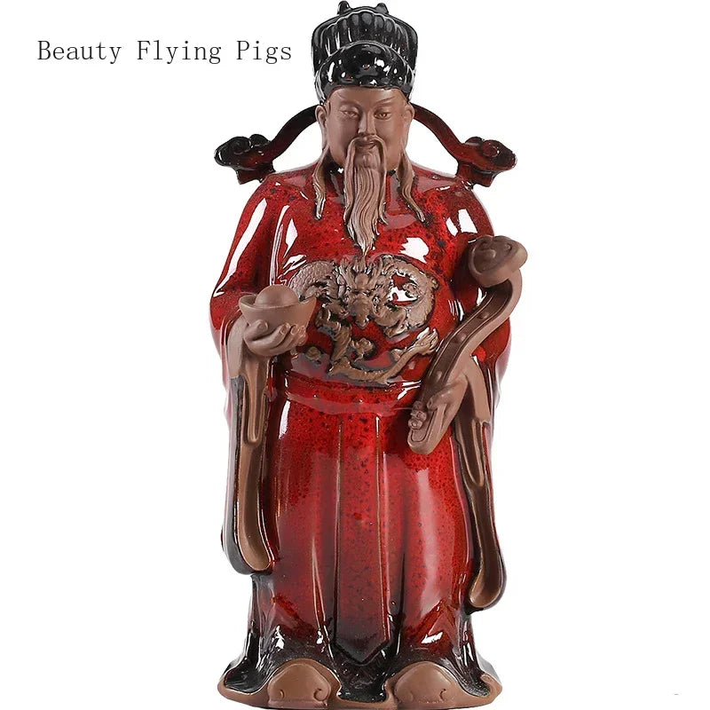 Ceramic Lucky Ornament - Fortune and Longevity Chinese Home Decor Gift