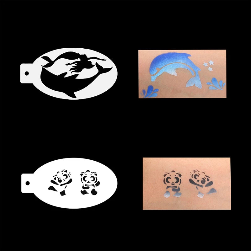 Reusable Face Paint Stencils for Body Art Halloween Makeup & Temporary Tattoos - 8 or 9 Pieces