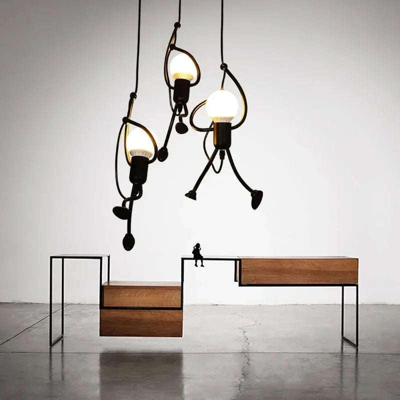 Retro Wrought Iron Chandelier for Restaurant Cafe Living Room Modern Creative Lighting