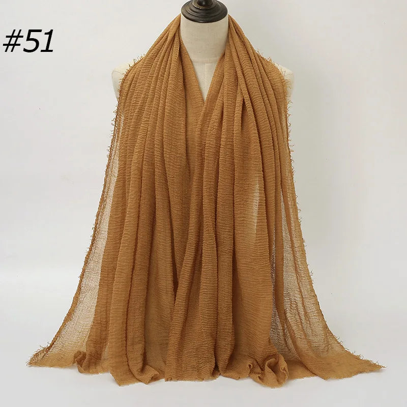 Women Cotton Linen Scarf Summer Solid Color Sun Protection Soft Shawl Wrap