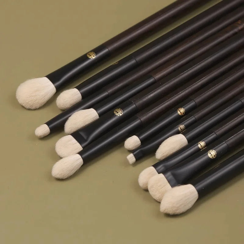 Professional Makeup Brushes Set - Soft White Lynx Hair Eye Shadow Blending & Contour Brushes