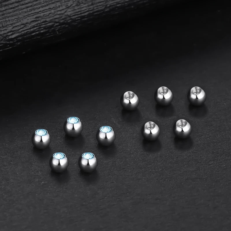 10pcs Stainless Steel Body Piercing Replacement Balls – Labret, Tongue, Belly, Eyebrow Jewelry