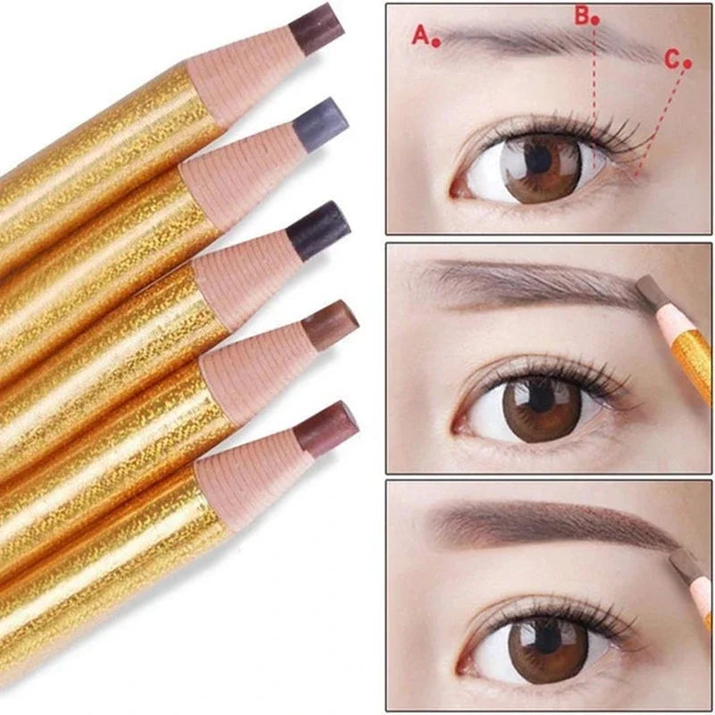 12pcs Waterproof Eyebrow Pencil Set - Natural Microblading & Semi-Permanent Tattoo Makeup Tools