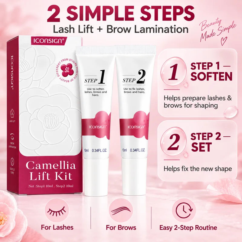 Camellia Lash and Brow Lift Set - Curled Lashes and Brows with Gentle Formula