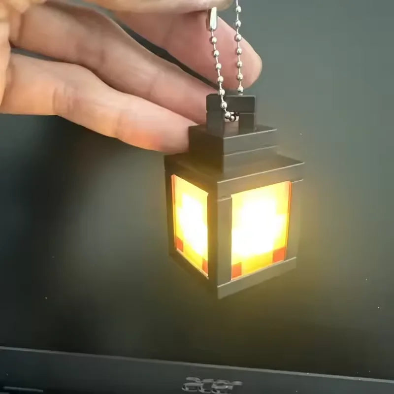 Rechargeable Pixel Lantern Night Light Keychain - Portable Kids Gift, USB-C Powered