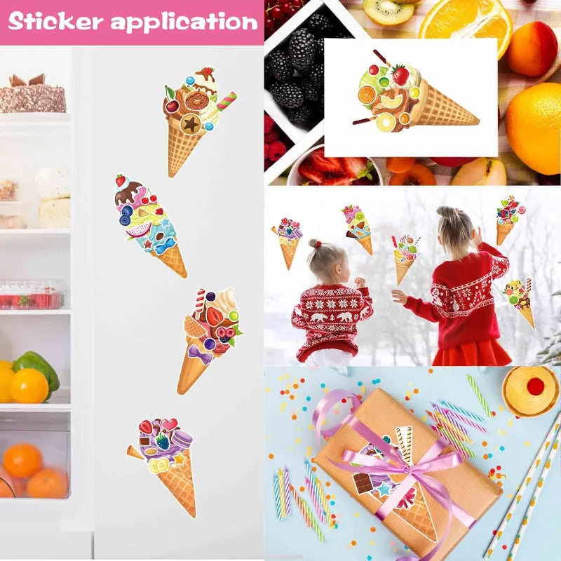 Ice Cream Dessert Stickers for Kids Kids Summer Party Decoration Set