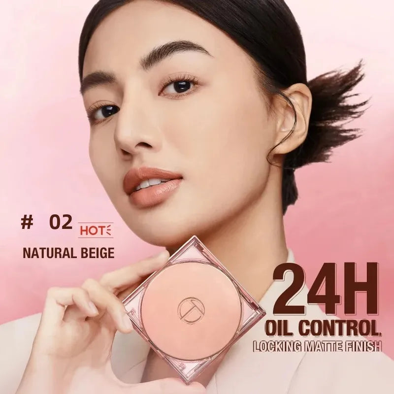 Oil Control Face Powder 24H Matte Finish Waterproof Compact Setting Powder
