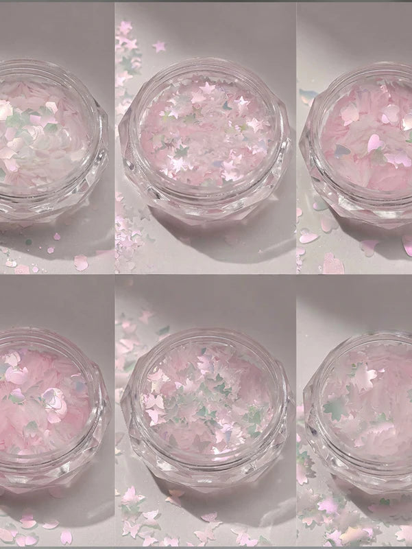 Pink Cherry Blossom Nail Art Glitter Decorations for DIY Nail Designs, Suitable for Valentine’s Day