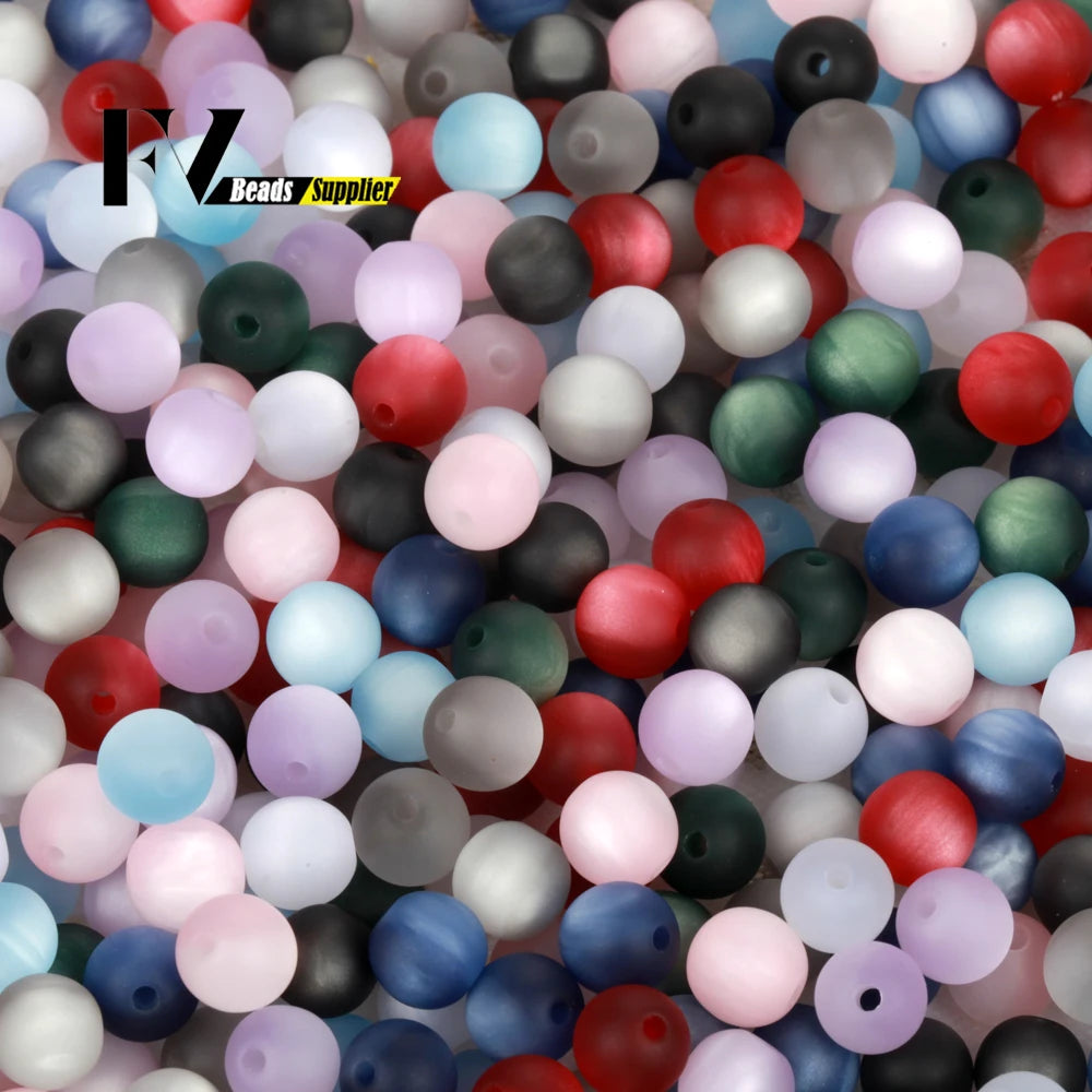 Imitation Cat Eye Round Beads for Jewelry Making - 8-20mm, Assorted Colors, 100pcs