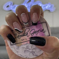 Medium Almond Black Press On Nails 24-Pack - Shimmering Ballerina Style