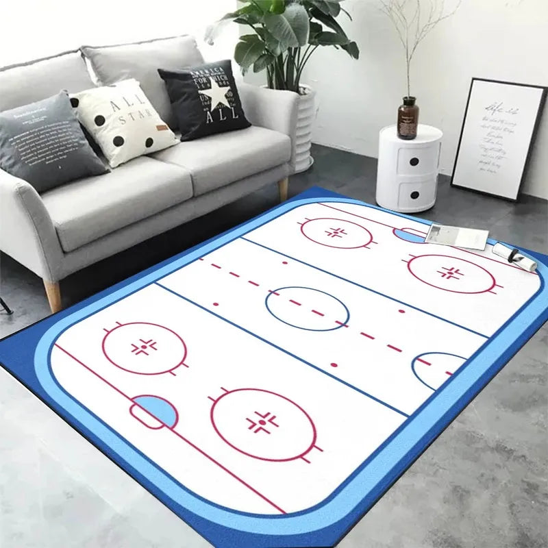 Basketball Court Rug Non Slip Stain Resistant Carpet for Living Room & Bedroom
