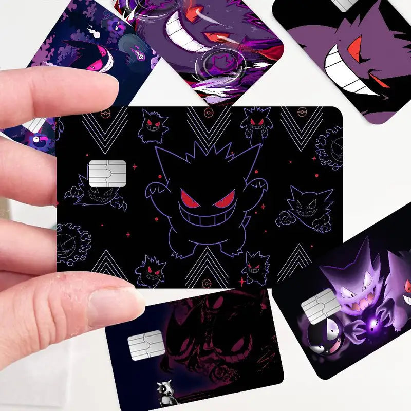 Anime G-Gengar Cartoon Credit Card Stickers Waterproof Skin Set for Bank and Metro Cards