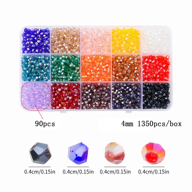 Multi-Faceted Glass Bead Set for Jewelry Making - 3 4 6mm Bicone Crystal Beads