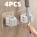 2/4pcs Mop Organizer Holder Wall Mount with No Drill Adhesive Bathroom Storage Hooks