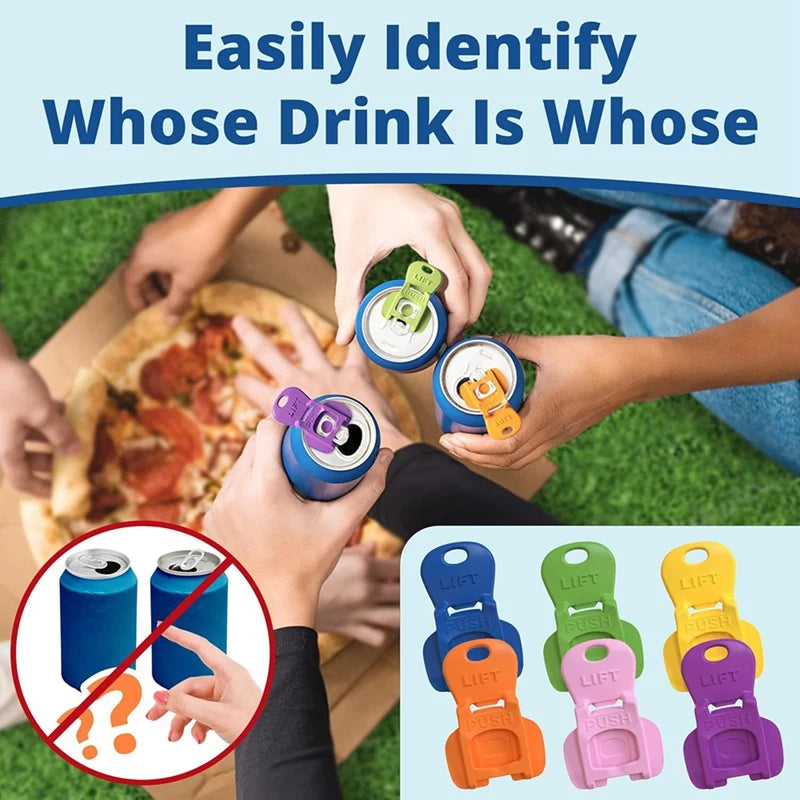 Color Coded Beverage Can Opener & Drink Shield Set - Easy Pull Ring Design