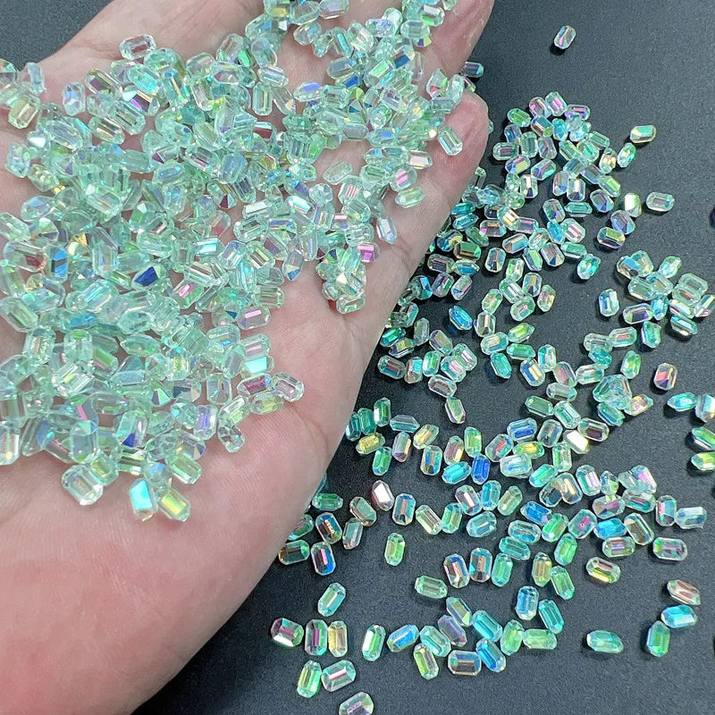 50pcs 3D Aurora Sugar Cube Diamond Nail Art Charms Glitter Rhinestones