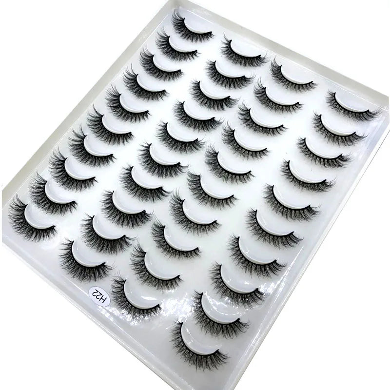 False Eyelash Pack 20 Pairs Fluffy Wispy Volume Reusable Strip Lashes