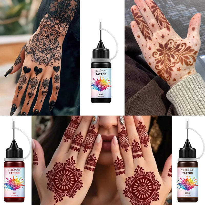 2PCS Temporary Tattoo Ink Kit with 120 Stencils - Waterproof Body Art Set
