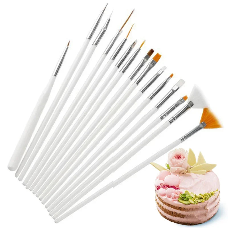 15-Piece Fondant Cake Painting Brushes Set for Decorating Pastry & Baking